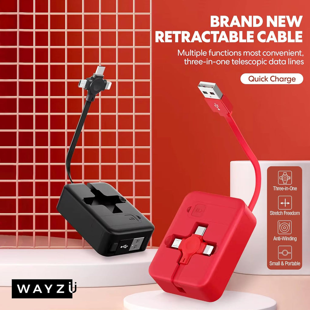 The Ultimate 3-in-1 Retractable Charging Cable & Phone Stand