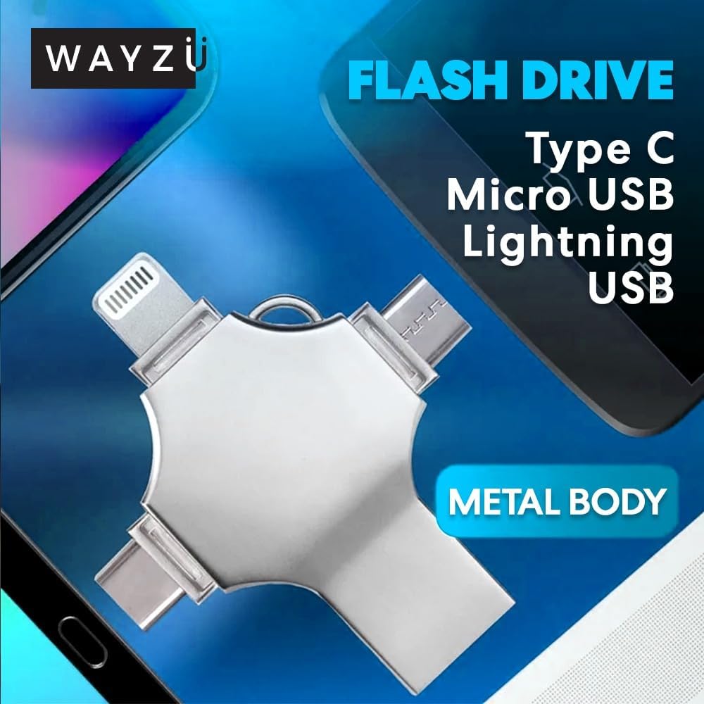 4-in-1 Universal USB Flash Drive (32GB/64GB) | For iPhone, Android & PC