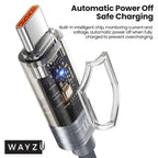 Wayzu Intelligent 100W USB-C Cable with Auto Cut-Off Battery Protection