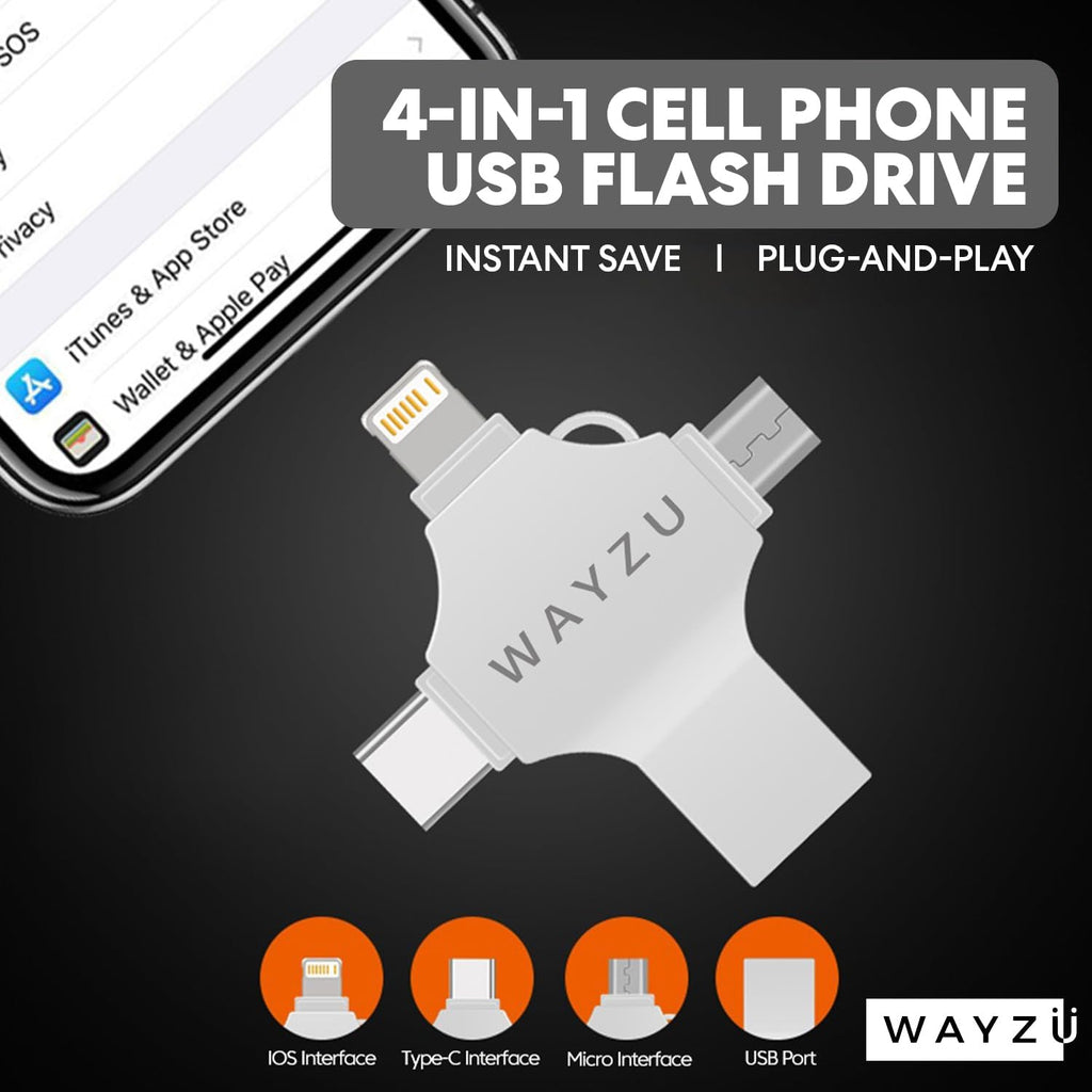 4-in-1 Universal USB Flash Drive (32GB/64GB) | For iPhone, Android & PC