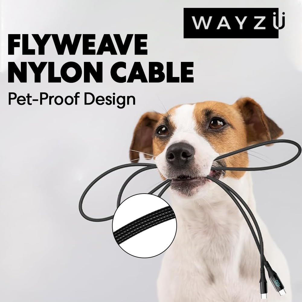 Wayzu 100W USB C to C Cable with Real-Time LED Power Display