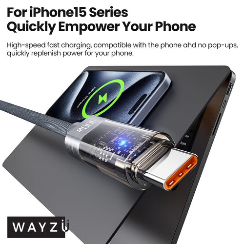 Wayzu Intelligent 100W USB-C Cable with Auto Cut-Off Battery Protection