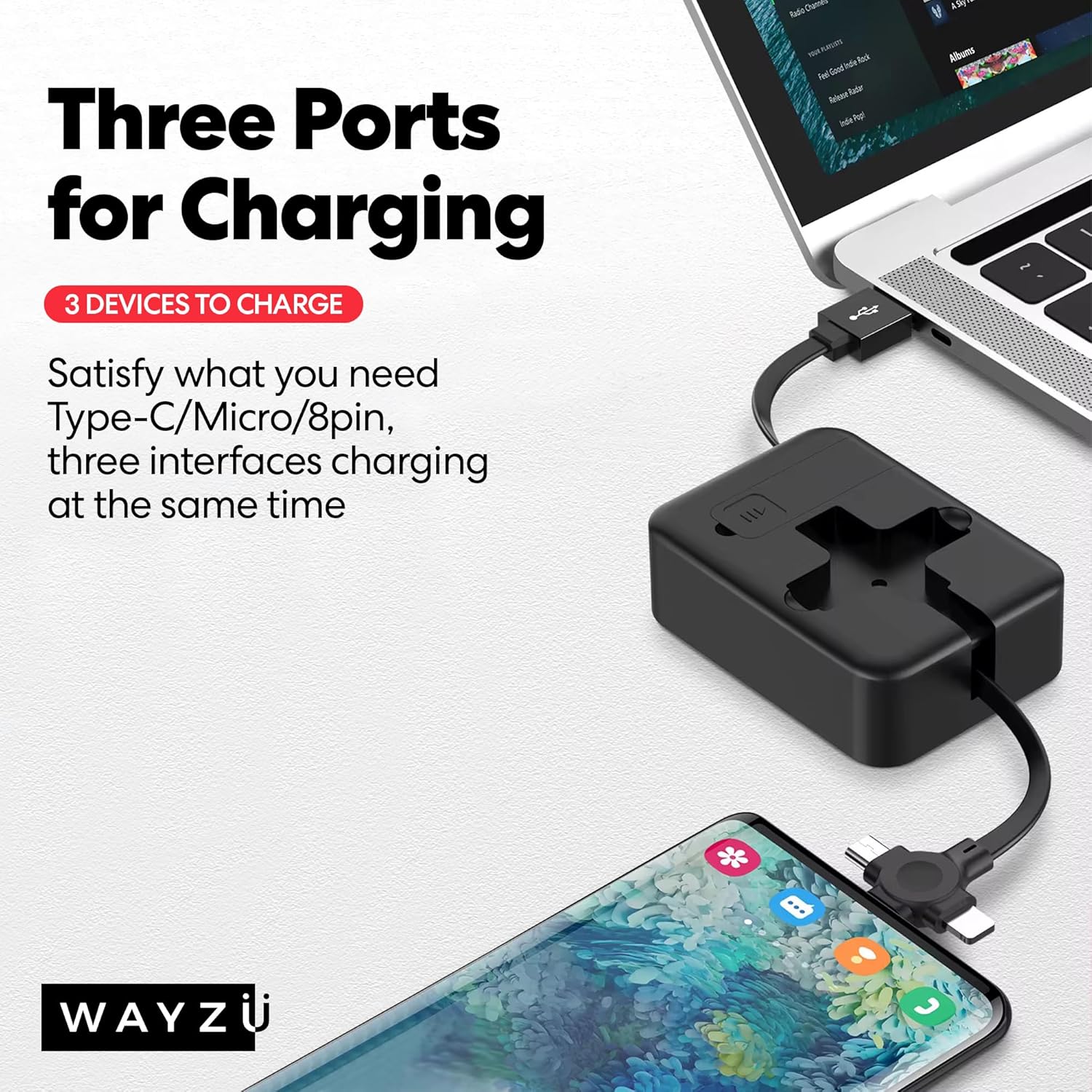 The Ultimate 3-in-1 Retractable Charging Cable & Phone Stand