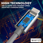Wayzu Pro USB4 240W Cable – 40Gbps & 8K Video