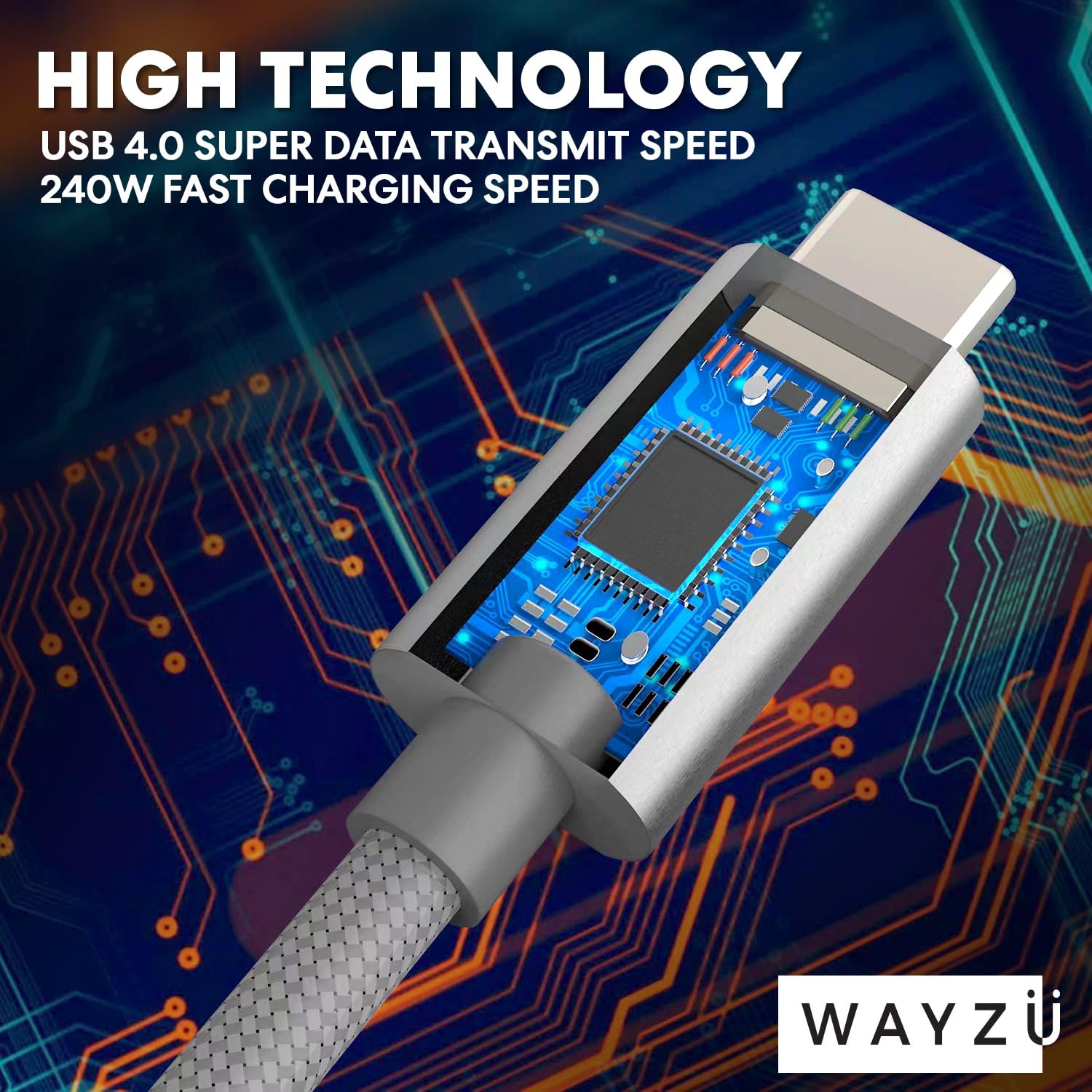 Wayzu Pro USB4 240W Cable – 40Gbps & 8K Video