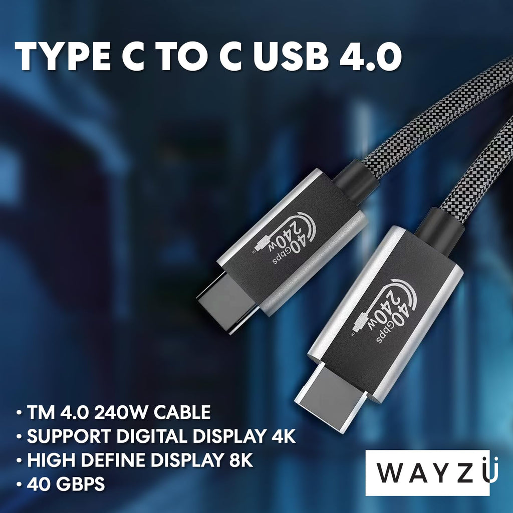 Wayzu Pro USB4 240W Cable – 40Gbps & 8K Video