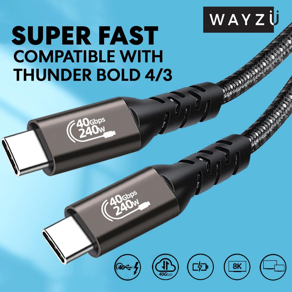 Wayzu Pro USB4 240W Cable – 40Gbps & 8K Video